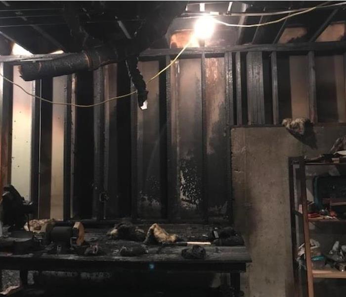 Fire damage to a homeowners basement 